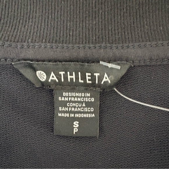NWT Athleta Retro Terry V-Neck Sweatshirt Black S - Picture 7 of 10